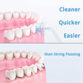 img 2 attached to 🚰 SodaBlue Water Flosser Teeth Cleaner - Cordless Oral Irrigator for Teeth Cleaning - Electric Portable Water Pick for Braces & Kids - Rechargeable Travel Companion - Includes 5 Jet Tips & 300mL Water Tank