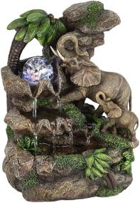 img 2 attached to 🐘 Elephant Table Fountain - Brown & Green, 11.00" Height, by OK Lighting