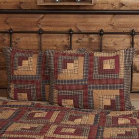 img 1 attached to 🏠 Burgundy Rustic Lodge Design Log Cabin Country Standard Sham - VHC Brands Millsboro 21x27