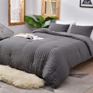avelom seersucker queen comforter set - 3-piece grey bedding; lightweight & soft washed microfiber; all season down alternative comforter; includes 2 pillowcases - 90x90 inches logo