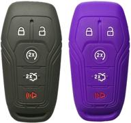 🔑 alegender set of 2 - 5 buttons rubber smart key cover jacket glove holder for ford fusion explorer f-150 mustang lincoln mkz mkc fob remote logo