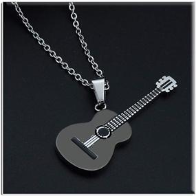 img 3 attached to 🎸 24-Inch Box Chain Punk Rock Titanium Steel Guitar Pendant Necklace by Xusamss - Music Style