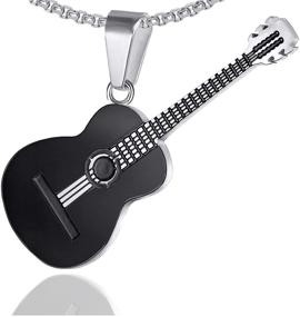 img 4 attached to 🎸 24-Inch Box Chain Punk Rock Titanium Steel Guitar Pendant Necklace by Xusamss - Music Style
