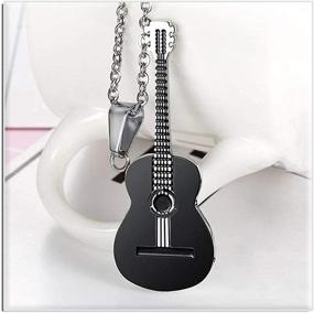 img 1 attached to 🎸 24-Inch Box Chain Punk Rock Titanium Steel Guitar Pendant Necklace by Xusamss - Music Style