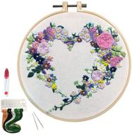 huyadapi stamped embroidery kit: complete set with pattern, needlepoint hoop, color threads, and scissors - perfect for beginners logo