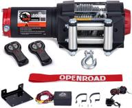 versatile and reliable openroad 3000lbs 12v electric winch: ideal for atv/utv/boat recovery with 12m cable – black logo