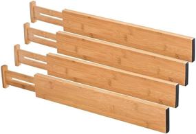 img 3 attached to 🗄️ Fancylovesotio Bamboo Drawer Dividers Organizer - 4 Pack, Adjustable & Expandable for Kitchen, Dresser, Bath, Office - 17.3"-22