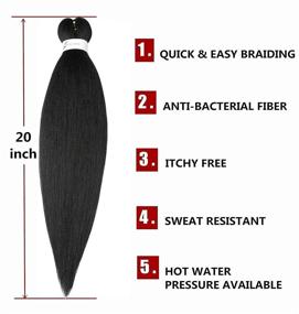 img 3 attached to 🧶 Pre-Stretched Braiding Hair Black - 20'' 8 Packs Long Braiding Hair, Natural Braid Crochet Hair, Hot Water Setting Soft Yaki Texture (20inch,#1B)