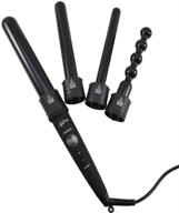 набор для завивки волос ikonic clique professional curling wand: 4-в-1 нагреваемая щипцы для завивки волос с 4 керамическими насадками и рукавицей, устойчивой к высокой температуре. логотип