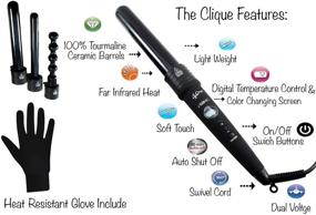 img 3 attached to Набор для завивки волос iKonic Clique Professional Curling Wand: 4-в-1 нагреваемая щипцы для завивки волос с 4 керамическими насадками и рукавицей, устойчивой к высокой температуре.