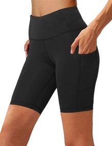 img 4 attached to 🩳 Aoliks Women's High Waist Yoga Shorts with Side Pocket - Tummy Control, Workout, Bike Shorts for Running, Exercise, and Spandex Leggings