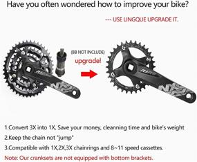 img 3 attached to LINGQUE Mountain Bike Square Taper Crankset, 170mm MTB Crankset with 104 BCD Narrow Wide Tooth Chainring 32/34T, Aluminum Crank Arm Set for Bicycles