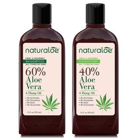 img 4 attached to 🌿 Naturaloe Aloe Vera and Hemp Oil Shampoo and Conditioner Set: For Strong & Shiny Hair, Vegan Anti-Frizz Haircare - 2 Bottles, 12 Fl Oz Each