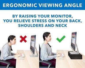 img 2 attached to 💻 Premium MOUNT-IT! Mesh Computer Monitor Stand Riser: Organize your Desk with Metal Desk Organizer and Two Pullout Storage Drawers for Office Supplies [Black]