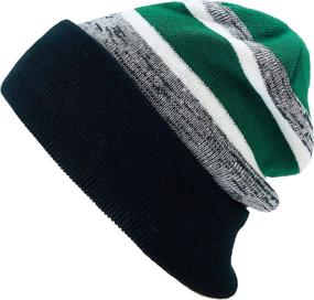 img 3 attached to 🎩 The Hat Depot Winter Beanie with Soft Cuff, Pom Pom, Striped Knit for Skull Slouch and Ski Hat