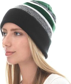 img 4 attached to 🎩 The Hat Depot Winter Beanie with Soft Cuff, Pom Pom, Striped Knit for Skull Slouch and Ski Hat