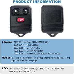 img 3 attached to ECCPP CWTWB1U345 Keyless Entry Remote Key Fob Control for 98-14 Ranger, M azda, L incoln, F ord, M ercury (1x)