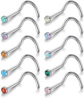 xpircn stainless steel opal nose rings 20g - nose bone studs, nose screw rings for ear tragus cartilage piercing - nose jewelry logo