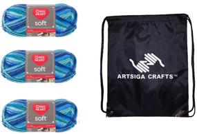 img 4 attached to 💖 Soft Seaglass Red Heart Knitting Yarn 3-Skein Factory Pack (Same Dyelot) E728-9983 Bundle with 1 Artsiga Crafts Project Bag