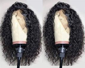 img 3 attached to 👩 Swetcurly 13x3 Кружевные передние парики: Безклейковые волнистые синтетические парики с устойчивостью к теплу, короткие боб-парики с натуральной линией волос и детскими волосками - 14 дюймов, идеально подходят для чернокожих женщин