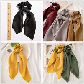 img 1 attached to 🎀 Soft Hair Scarf Scrunchies for Women: 10 Pcs Bow Hair Ties with Ribbon - Stylish Ponytail Holders for Girls
