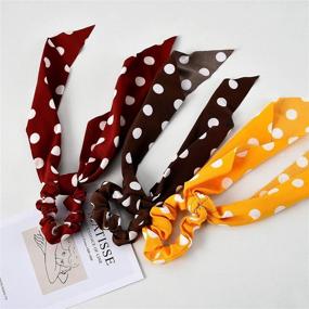 img 2 attached to 🎀 Soft Hair Scarf Scrunchies for Women: 10 Pcs Bow Hair Ties with Ribbon - Stylish Ponytail Holders for Girls