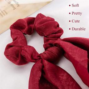 img 3 attached to 🎀 Soft Hair Scarf Scrunchies for Women: 10 Pcs Bow Hair Ties with Ribbon - Stylish Ponytail Holders for Girls