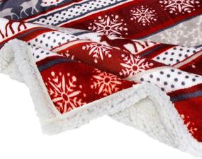 img 2 attached to 🎄 PAVILIA Premium Christmas Sherpa Throw Blanket - Reindeer Christmas Decoration, Fleece, Plush, Warm, Cozy Reversible Microfiber Blanket 50 x 60