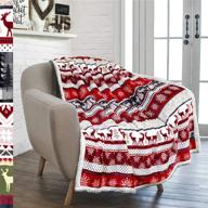 🎄 pavilia premium christmas sherpa throw blanket - reindeer christmas decoration, fleece, plush, warm, cozy reversible microfiber blanket 50 x 60 logo