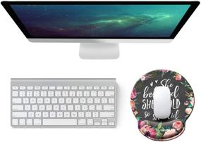 img 2 attached to 🌸 Watercolor Floral Mousepad with Wrist Support for Computer, Laptop, Home Office Gaming, Working, Easy Typing - Empowering Design