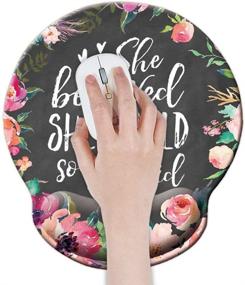 img 1 attached to 🌸 Watercolor Floral Mousepad with Wrist Support for Computer, Laptop, Home Office Gaming, Working, Easy Typing - Empowering Design