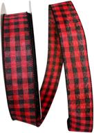 🏠 black/red hilltop cabin buffalo check value wired edge ribbon - 2-1/2 inch x 50 yards by reliant ribbon logo