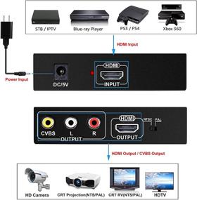 img 2 attached to Адаптер-конвертер HDMI в RCA и HDMI, NEWCARE HDMI в HDMI+3RCA CVBS AV адаптер для комбинированного видео и аудио с разветвителем, в комплекте адаптер питания, поддержка 1080P/PAL/NTSC, для HD телевизора, старого телевизора, камеры, монитора и многого другого
