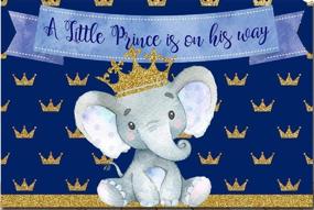 img 3 attached to HUAYI Royal Blue Elephant Peanut Baby Shower Party Backdrop 🐘 5x3ft - Banner Photo Background with Crown Celebrating Scene Poster SM-615