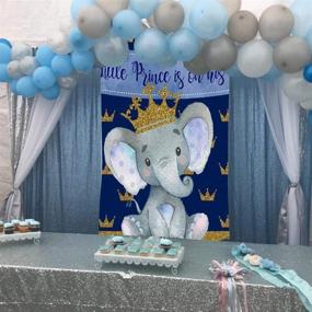 img 1 attached to HUAYI Royal Blue Elephant Peanut Baby Shower Party Backdrop 🐘 5x3ft - Banner Photo Background with Crown Celebrating Scene Poster SM-615