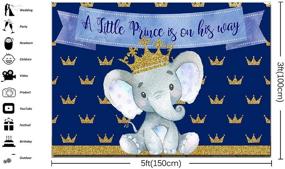 img 2 attached to HUAYI Royal Blue Elephant Peanut Baby Shower Party Backdrop 🐘 5x3ft - Banner Photo Background with Crown Celebrating Scene Poster SM-615