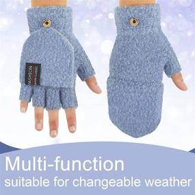 img 2 attached to Fingerless Gloves Convertible Mittens Knitted Men's Accessories