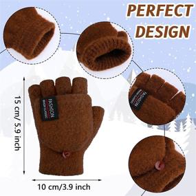 img 3 attached to Fingerless Gloves Convertible Mittens Knitted Men's Accessories