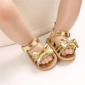 img 3 attached to 👶 E-FAK Baby Girls Sandals Summer Crib PU Leather Bowknot Soft Anti-Slip Rubber Sole Toddler First Walkers Shoes