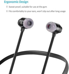 img 2 attached to 🎧 Black Bluetooth Neckband Earbuds v5.1 with Microphone – Auto Pairing, 20H Playtime, HD Sound, Sweatproof, Magnetic, and Stereo Bass