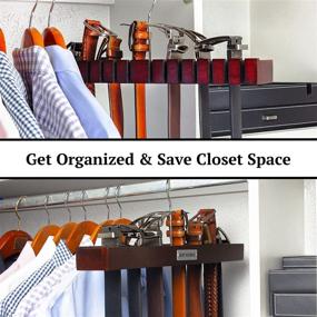 img 1 attached to 👔 HOUNDSBAY Solid Mahogany Belt Holder Hanger & Belt Rack Organizer for Closet Storage - Mahogany Finish