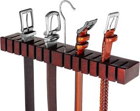 img 4 attached to 👔 HOUNDSBAY Solid Mahogany Belt Holder Hanger & Belt Rack Organizer for Closet Storage - Mahogany Finish