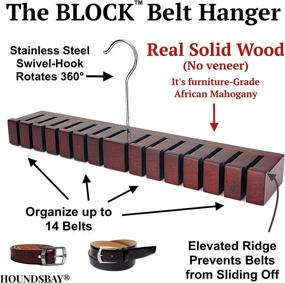 img 2 attached to 👔 HOUNDSBAY Solid Mahogany Belt Holder Hanger & Belt Rack Organizer for Closet Storage - Mahogany Finish