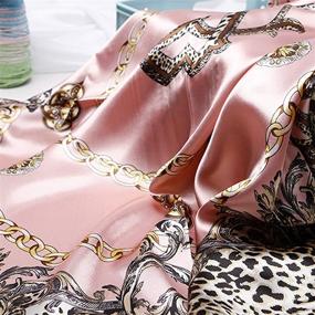 img 2 attached to 🧣 NOVMAY Leopard Print Silk Scarf: Large Square Fashion Wrap for Women