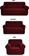 stella burgundy 3pc sofa love seat and chair slipcover set - fancy linen sure fit stretch sterling, solid new collection logo