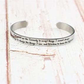 img 1 attached to Inspirational Christian Bracelets for Women: Bible Verse Cuff Bangle, Perfect Religious Gift for Her and Baptism Jewelry