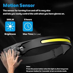 img 1 attached to 🔦 Motion Sensor LED Headlamp: Rechargeable, 230° Illumination, Lightweight, Weatherproof - Perfect for Camping, Hiking, Running - Adults and Kids