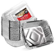 🥡 convenient 50 pack: aluminum pans with clear plastic lids - 1 lb foil pans for takeout, leftovers, and carry out logo