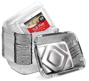 img 4 attached to 🥡 Convenient 50 Pack: Aluminum Pans with Clear Plastic Lids - 1 Lb Foil Pans for Takeout, Leftovers, and Carry Out