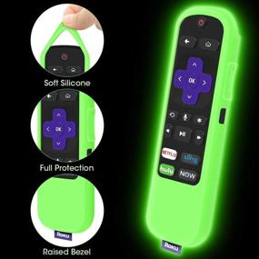 img 2 attached to 🔒 Enhanced Roku Remote Protection: 2 Pack Silicone Cases in Glow Green+Glow Blue" or "Non-Slip Shockproof Holder Sleeve Covers for Roku Express/Streaming Stick Remote: 2 Pack Silicone Protective Cases in Glow Green+Glow Blue